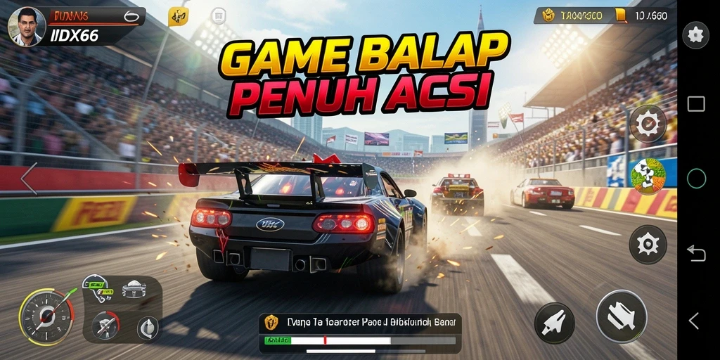 Tampilan gameplay balap yang mendebarkan dan memukau.