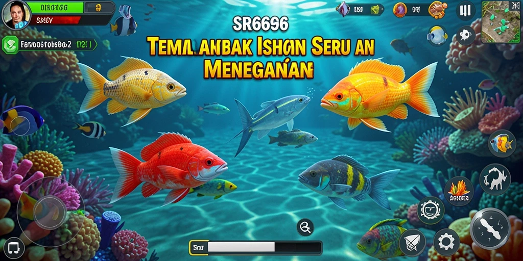 Tampilan gameplay seru menembak ikan di lautan.